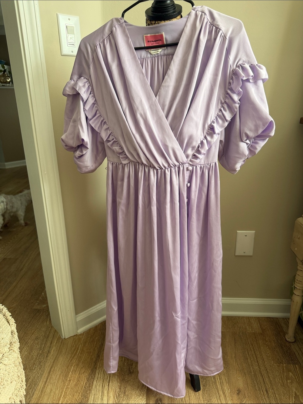 Kate Spade Lavender Ruffle Sleeve Midi Dress